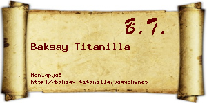 Baksay Titanilla névjegykártya